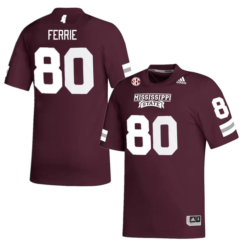 Men #80 Kyle Ferrie Mississippi State Bulldogs College Football Jerseys Stitched Sale-Maroon - Click Image to Close
